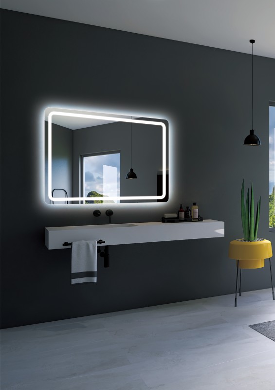 Espejo de baño LED redondo de 20 pulgadas con luces delanteras RGB  retroiluminados con arco iris, espejos redondos iluminados para baño,  montado en la